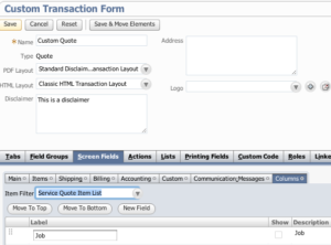 Transaction form with filtered list of products