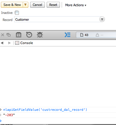Exmaple yusing nlapiGetFieldValue()