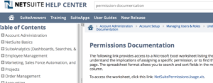 Netsuite Permissions Documentation